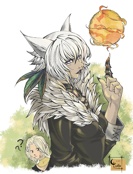 Arte de uma mulher com cabelo branco, sem textos